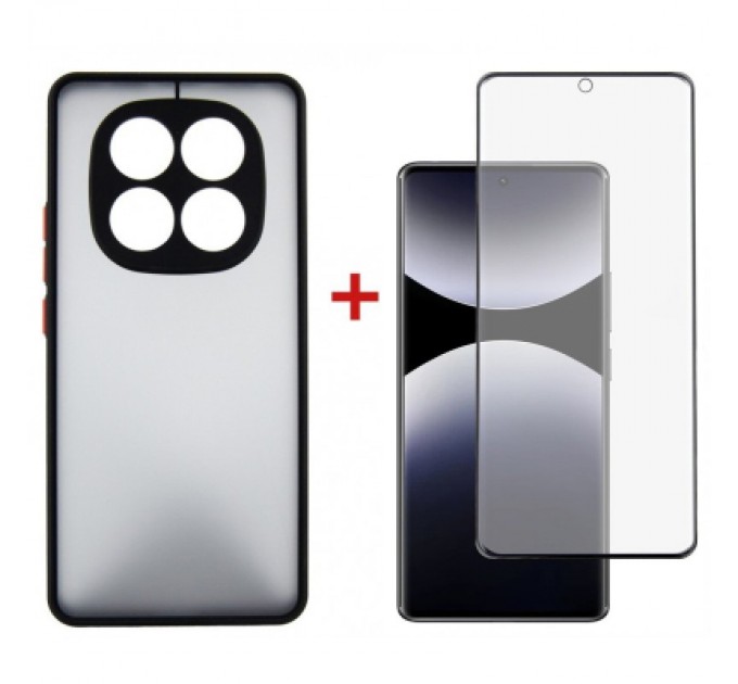 Dengos Чохол до мобільного телефона Dengos Kit Xiaomi Redmi Note 14 Pro case Matte + glass (Black) (DG-KM-128)