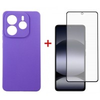 Чохол до мобільного телефона Dengos Kit Xiaomi Redmi Note 14 case Carbon + glass (Purple) (DG-KM-129)