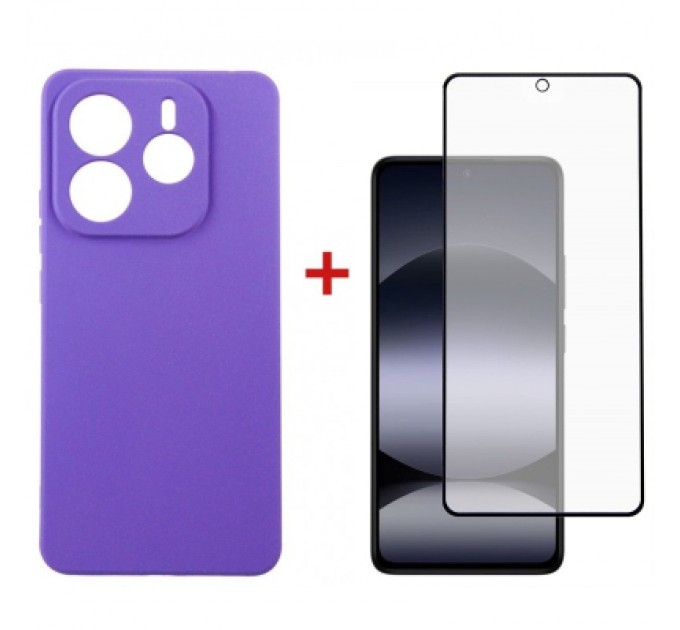 Dengos Чохол до мобільного телефона Dengos Kit Xiaomi Redmi Note 14 case Carbon + glass (Purple) (DG-KM-129)