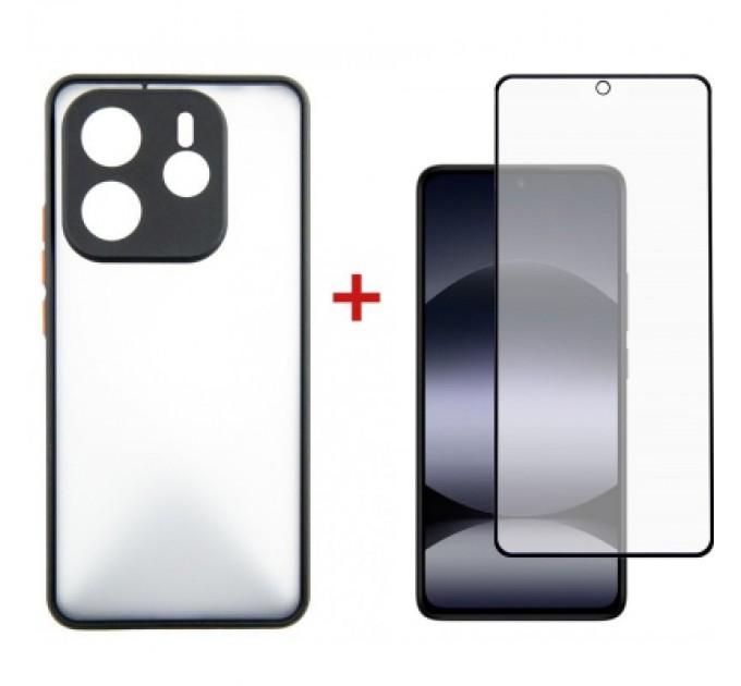 Dengos Чохол до мобільного телефона Dengos Kit Xiaomi Redmi Note 14 case Matte + glass (Black) (DG-KM-127)