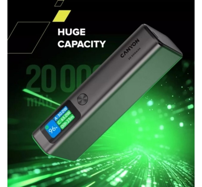 Canyon Батарея універсальна Canyon 20000mAh OnPower 230 TFT PD/130W Dark Grey (CNS-CPB230DG)