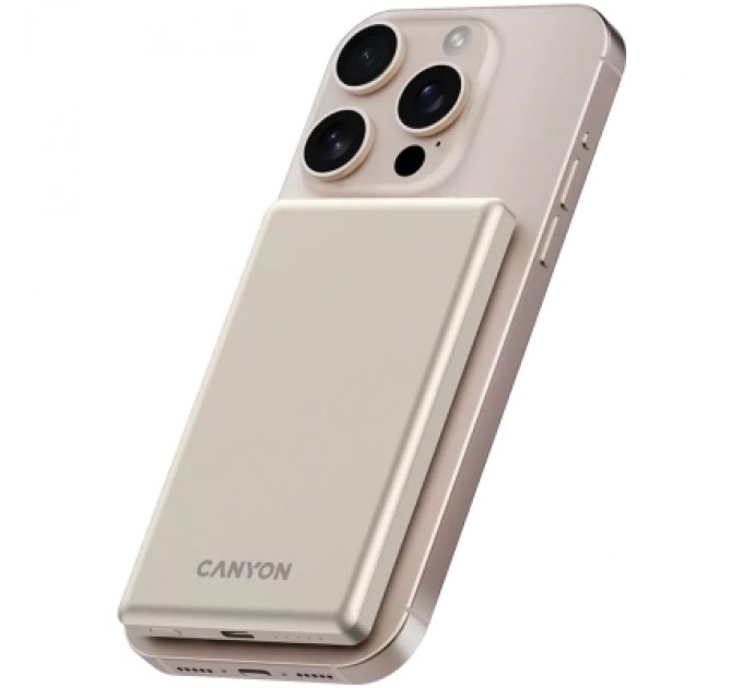 Батарея універсальна Canyon 5000mAh OnPower 505 slim Magsafe PD/20W Beige (CNS-CPB505BE)