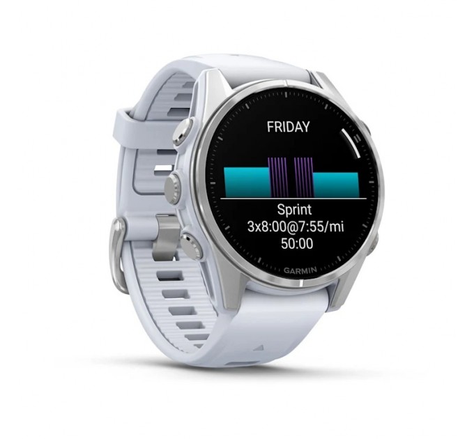 Garmin Смарт-годинник Garmin Fenix 8 43mm AMOLED Silver with Whitestone Silicone (010-02903-06)