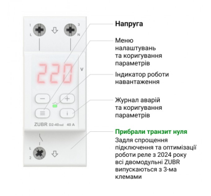ZUBR Реле напруги ZUBR D2-50 red (4820120221729)