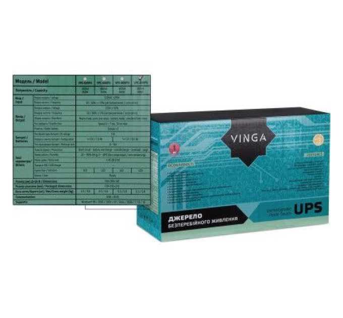 Vinga Пристрій безперебійного живлення Vinga LCD 800VA plastic case with USB (VPC-800PU)