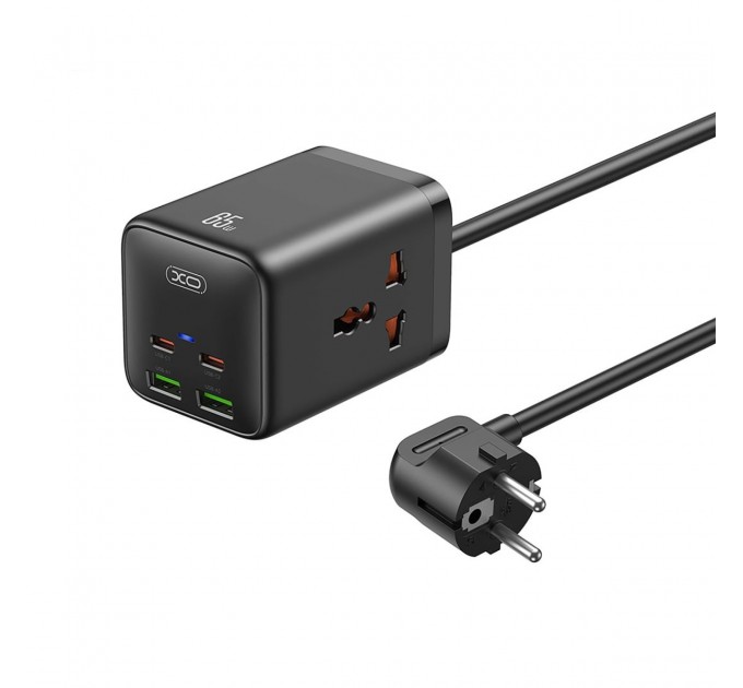 XO Мережевий фільтр XO (WL24.black) 2 розетки, 2 х USB, 2 x USB-C, 1.5 м, Black