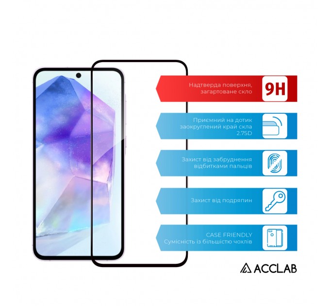 Захисне скло ACCLAB Full Glue для Samsung Galaxy A55 5G SM-A556 Black (1283126588839)