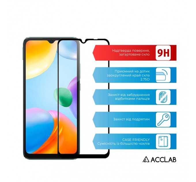 ACCLAB Захисне скло ACCLAB Full Glue для Xiaomi Redmi 10C Black (1283126527142)