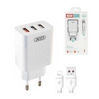 Зарядний пристрій XO QC 3.0 L72 30W (18W/1USB + 2.4A/2 USB) + cable Lightning White (XO-L72i-WH)
