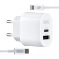 XO Зарядний пристрій XO L97 (1Type-C/1USB/2.4A) + Type-C - Lightning White (XO-L97-LG)