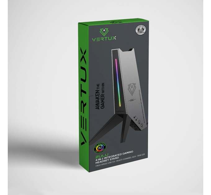 Vertux Підставка для навушників Vertux Zulu 2xUSB 2.0 / Mini Jack 3.5 мм Black (zulu.black)