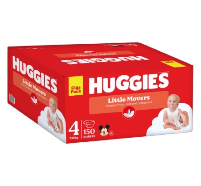 Huggies Підгузки Huggies Little Movers 4 (7-18 кг) M-pack, 150 шт (5029053583402)