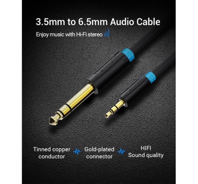 Vention Кабель Vention 6.35 мм - 3.5 мм (M/M), 3 м, Black (BABBI)