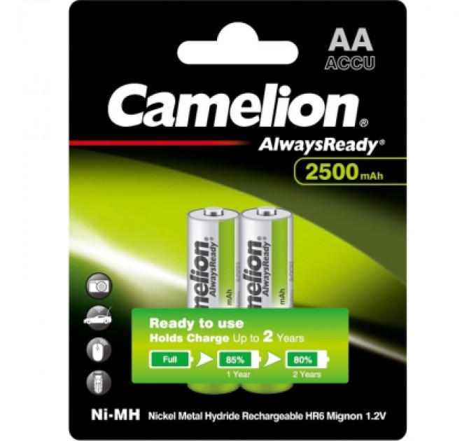 Акумулятор Camelion AA 2500mAh Ni-MH AlwaysReady * 2 R6-2BL (NH-АA2500АRBP2)