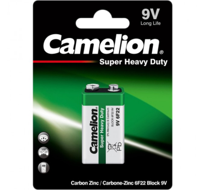 Camelion Батарейка Camelion Крона 6F22 9V Super Heavy Duty Green * 1 (6F22-SP1G)