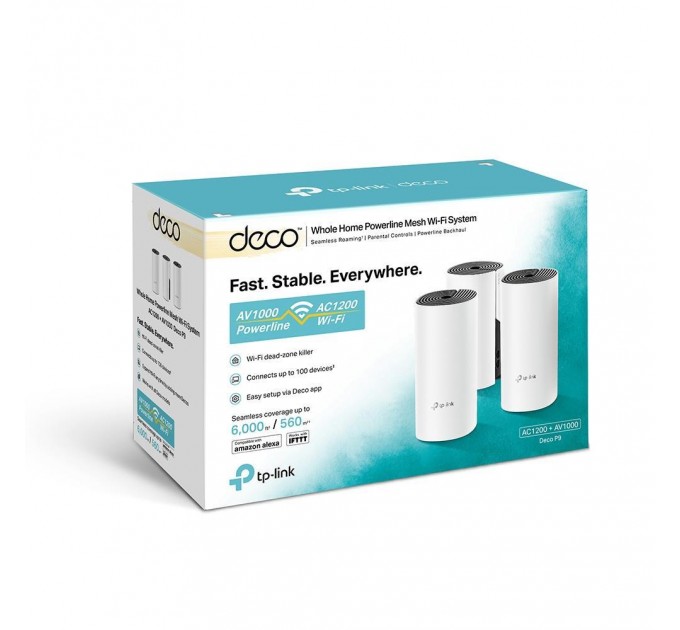 Домашня Powerline Mesh Wi-Fi система (3 шт у комплекті), арт. Deco P9(3-pack) TP-LINK