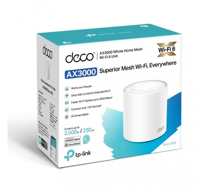 Домашня Mesh Wi-Fi система (1 шт у комплекті), Deco X50(1-pack) TP-LINK
