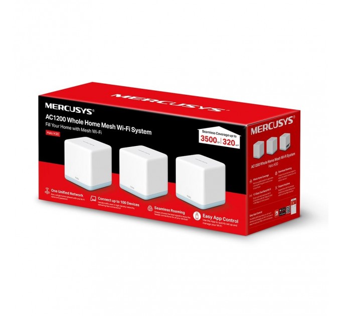 Домашня Mesh Wi-Fi система (3 шт у комплекті), Halo H30(3-pack) MERCUSYS
