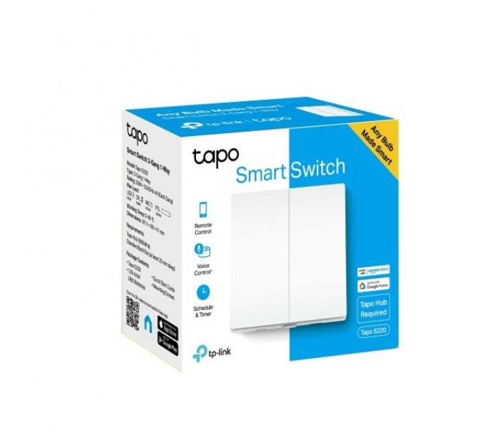 Розумний вимикач світла, 2-канальний 1-сторонній, Tapo S220 TP-LINK