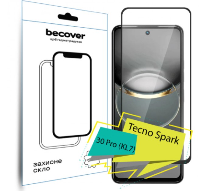 Скло захисне BeCover Tecno Spark 30 Pro (KL7) Black (713080)