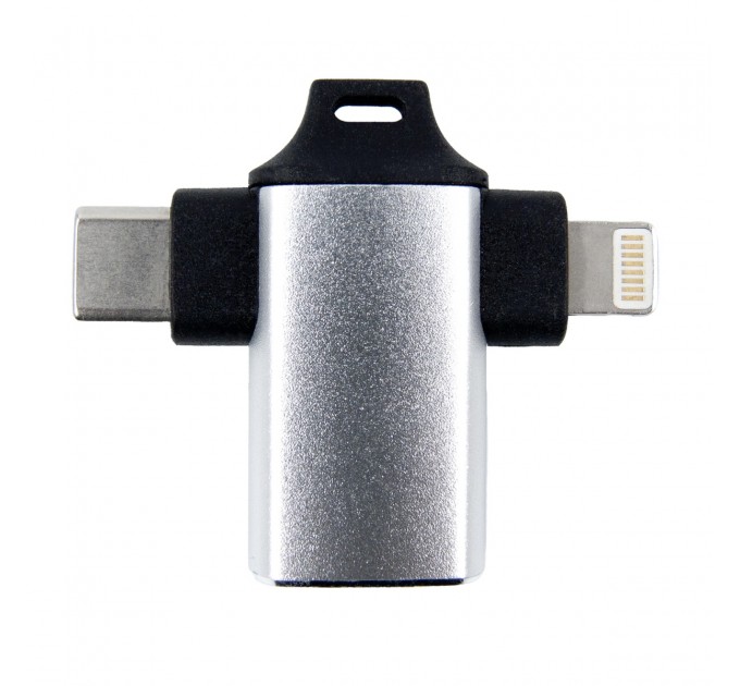 Адаптер Dengos OTG USB-Lightning/USB Type-C Silver (ADP-022)