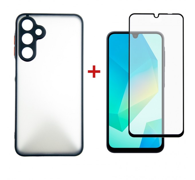 Чохол-накладка Dengos Matt для Samsung Galaxy A16 SM-A165 Black (DG-KM-133) + захисне скло