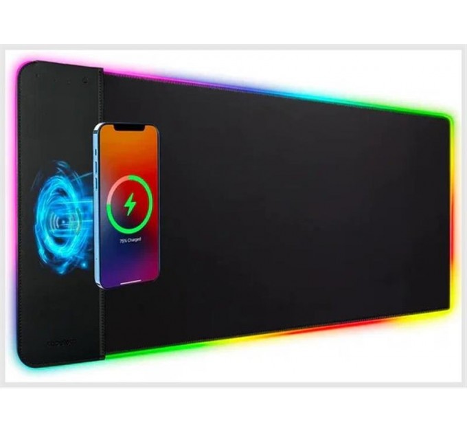 Килимок для миші з бездротовим зарядним пристроєм Choetech (T543-F) RGB Illuminated 15W Wireless Charging Mouse Pad