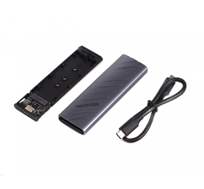 Maxxter Зовнішня кишеня Maxxter M.2 NVMe PCIe, USB 3.2 Type-C, Metal, Black (EHDE-2280D-01)
