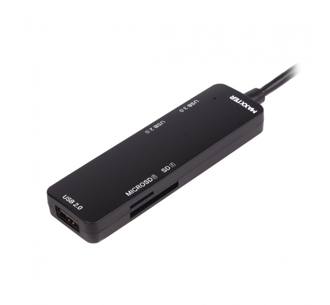Концентратор USB Type C Maxxter USB3.0, 2хUSB2.0, SD, Micro SD Black (HU3C-3PTF-01)