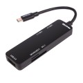 Концентратор USB Type C Maxxter USB3.0, 2хUSB2.0, SD, Micro SD Black (HU3C-3PTF-01)