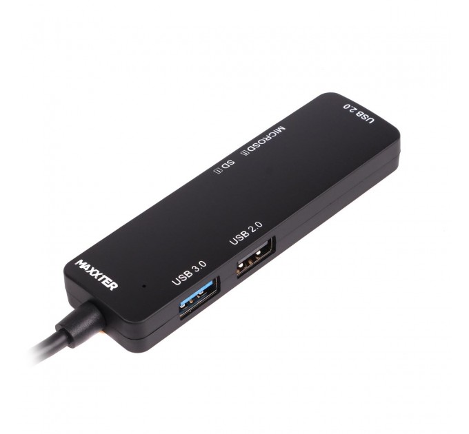 Концентратор USB Type C Maxxter USB3.0, 2хUSB2.0, SD, Micro SD Black (HU3C-3PTF-01)