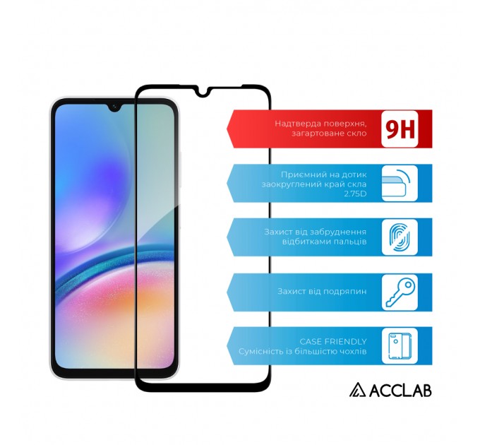 ACCLAB Захисне скло ACCLAB Full Glue для Samsung Galaxy A05s SM-A057 Black (1283126581908)