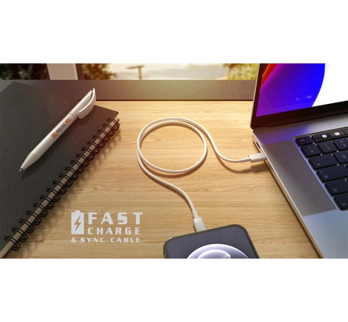 Кабель REAL-EL USB Type-C - Lightning (M/M), 2 м, White  (4743304104697)