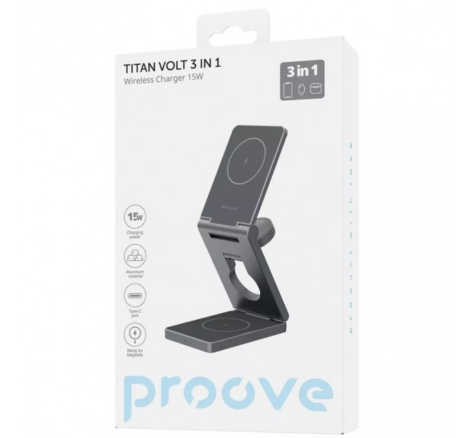 Proove Бездротовий зарядний пристрій Proove Titan Volt 3in1 Gray (WSTV15000003)
