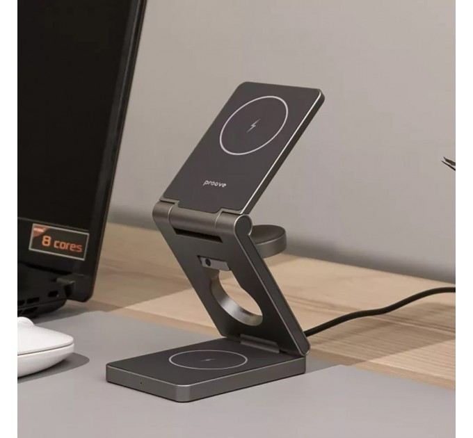 Proove Бездротовий зарядний пристрій Proove Titan Volt 3in1 Gray (WSTV15000003)
