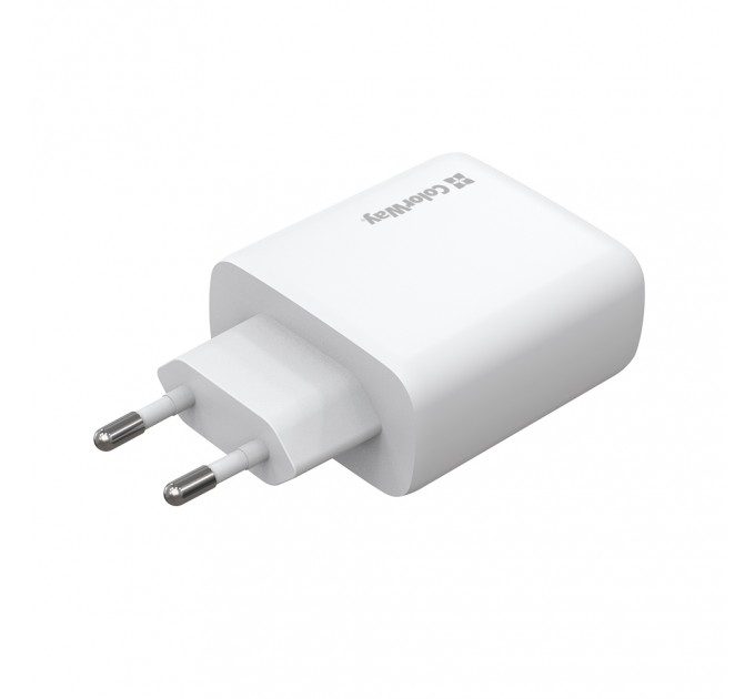 ColorWay Мережевий зарядний пристрій ColorWay GaN Mini 50W PD Port PPS USB (Type-C PD 30W + Type-C PD 20W) White (CW-CHS050PD-WT)