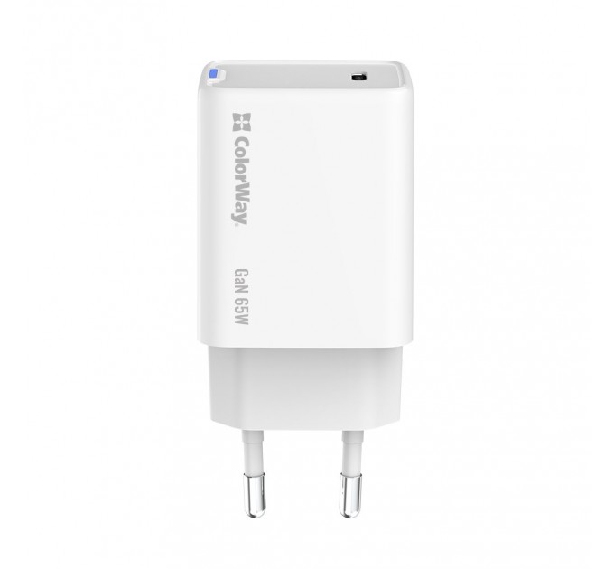 ColorWay Мережевий зарядний пристрій ColorWay GaN Mini 65W PD Port PPS USB-C White (CW-CHS049PD-WT)