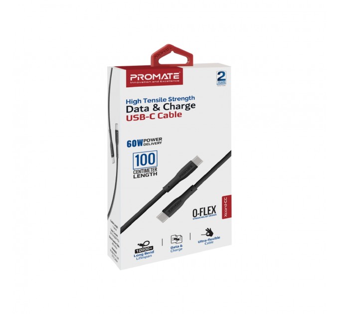 Кабель Promate xCord-CC USB Type-C - USB Type-C (M/M), 1 м, Black (xcord-cc.black)