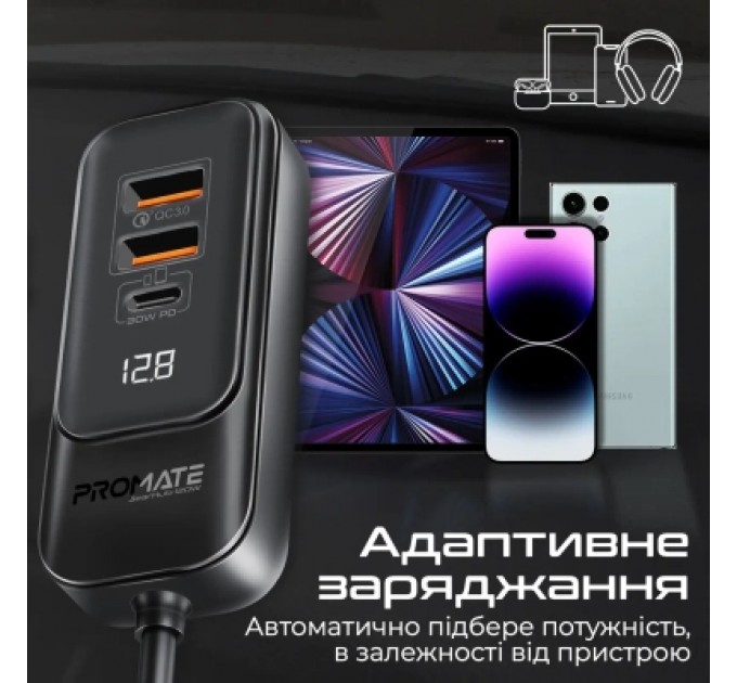 Promate Зарядний пристрій Promate gearhub-120w.black