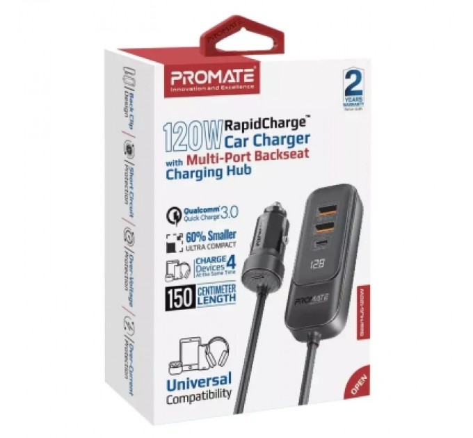 Promate Зарядний пристрій Promate gearhub-120w.black