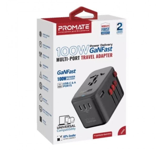 Зарядний пристрій Promate tripmate-gan100