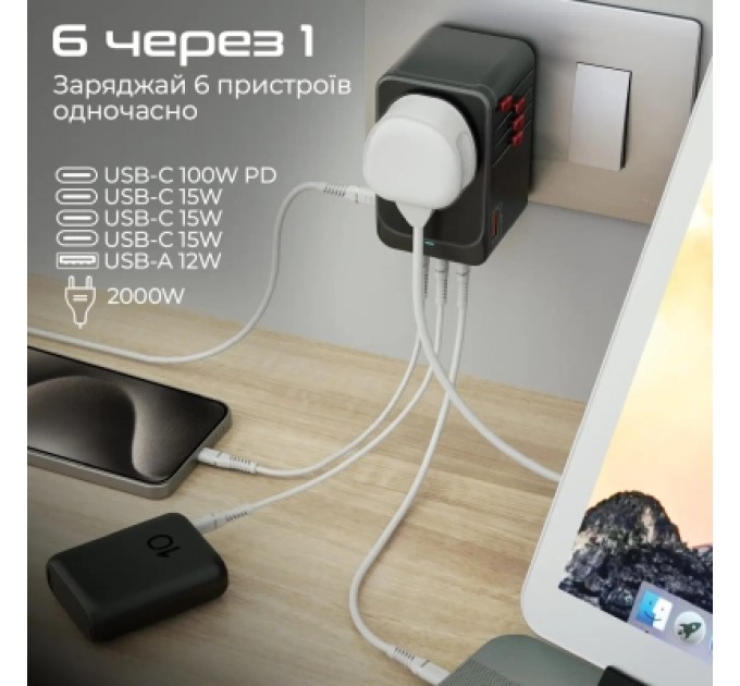 Зарядний пристрій Promate tripmate-gan100