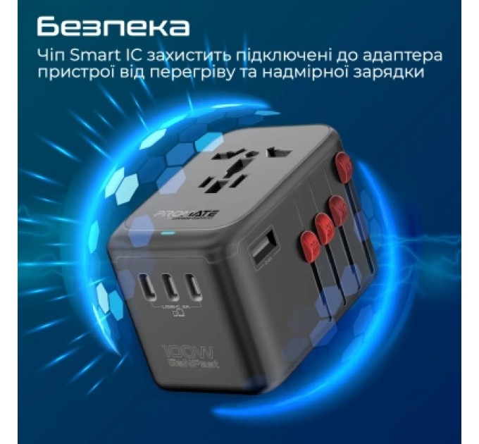 Зарядний пристрій Promate tripmate-gan100