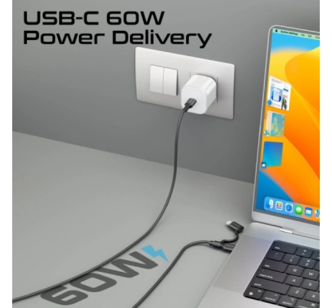 Дата кабель USB-C to USB-C/Lightning powerlink-cci.black Promate (powerlink-cci.black)