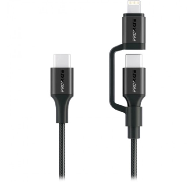 Дата кабель USB-C to USB-C/Lightning powerlink-cci.black Promate (powerlink-cci.black)