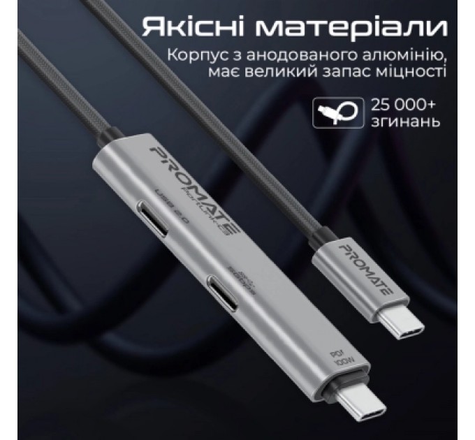 Promate Дата кабель USB-C to USB-C portlink-c3.black Promate (portlink-c3.black)