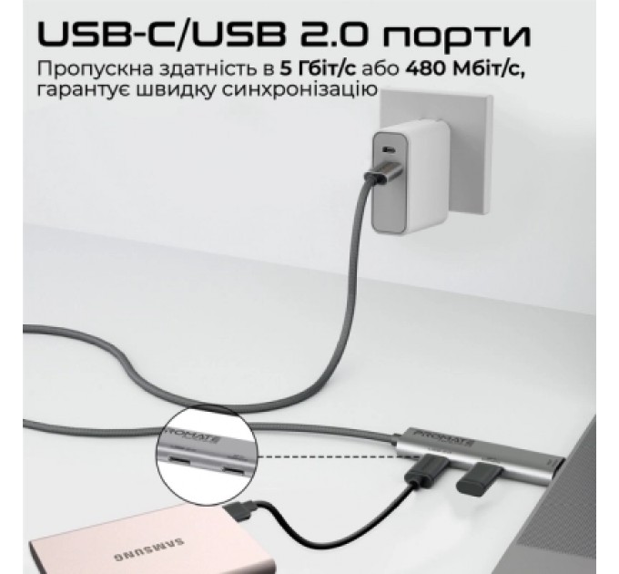 Promate Дата кабель USB-C to USB-C portlink-c3.black Promate (portlink-c3.black)