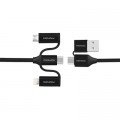 Дата кабель USB 2.0 AM to Lightning + Micro 5P + Type-C pentapower.black Promate (pentapower.black)