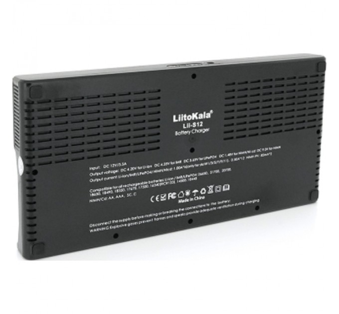 Liitokala Зарядний пристрій для акумуляторів Liitokala 12 Slots+2, Ni-Mh/Li-ion/LiFePo4/Крона, LED+LCD (Lii-S12)