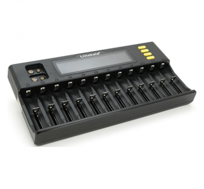 Liitokala Зарядний пристрій для акумуляторів Liitokala 12 Slots+2, Ni-Mh/Li-ion/LiFePo4/Крона, LED+LCD (Lii-S12)
